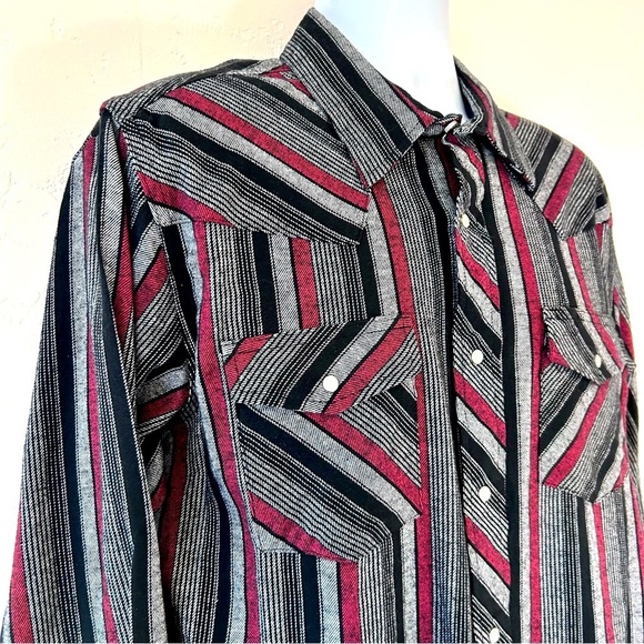 WRANGLER Western 100% Cotton Lightweight Flannel Pearl-snap Work Shirt L NWT - Picture 4 of 9